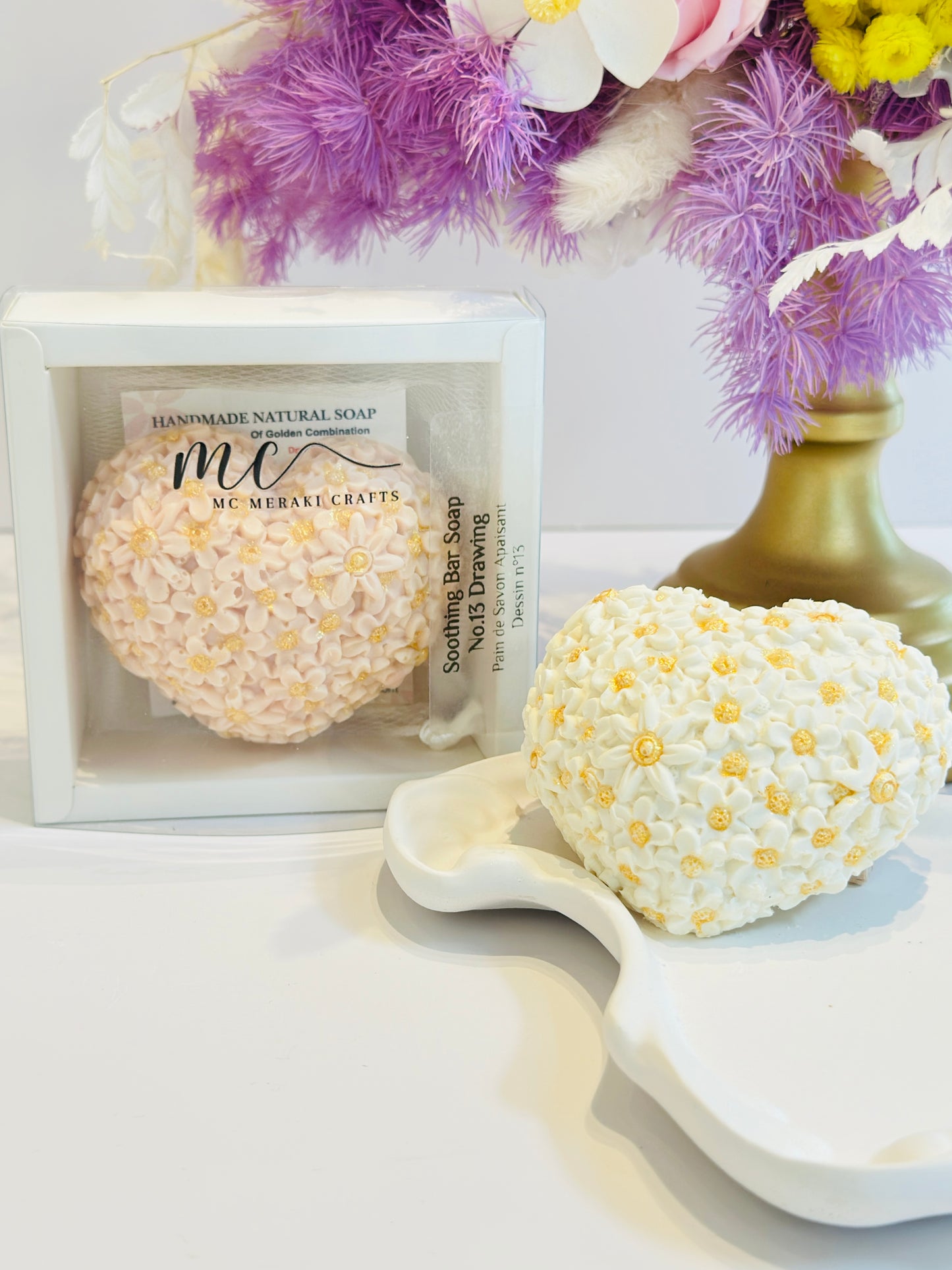 Soothing bar Soap No 13. Drawing - Scent : Cherry Blossom (Heart)