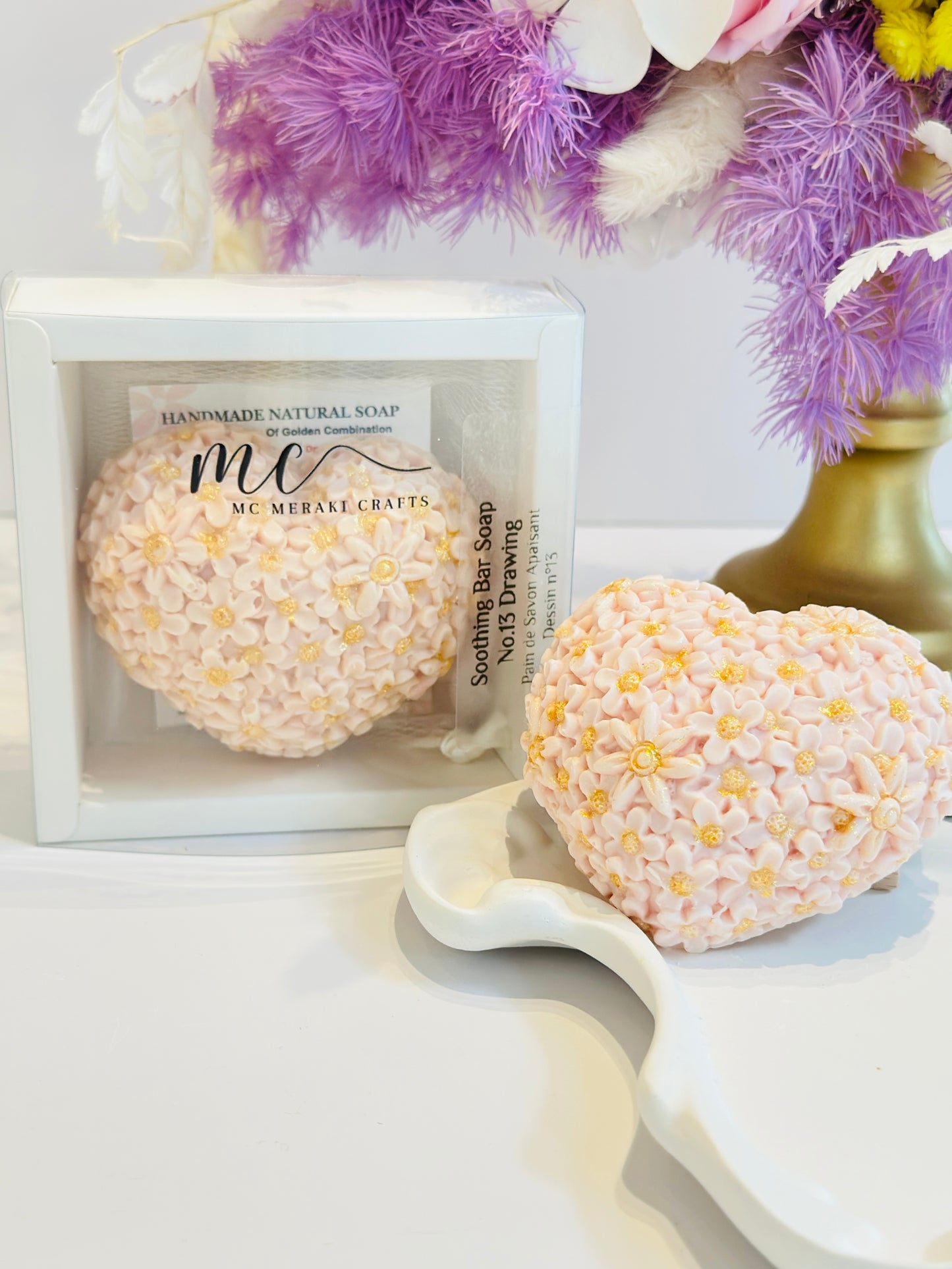 Soothing bar Soap No 13. Drawing - Scent : Cherry Blossom (Heart)