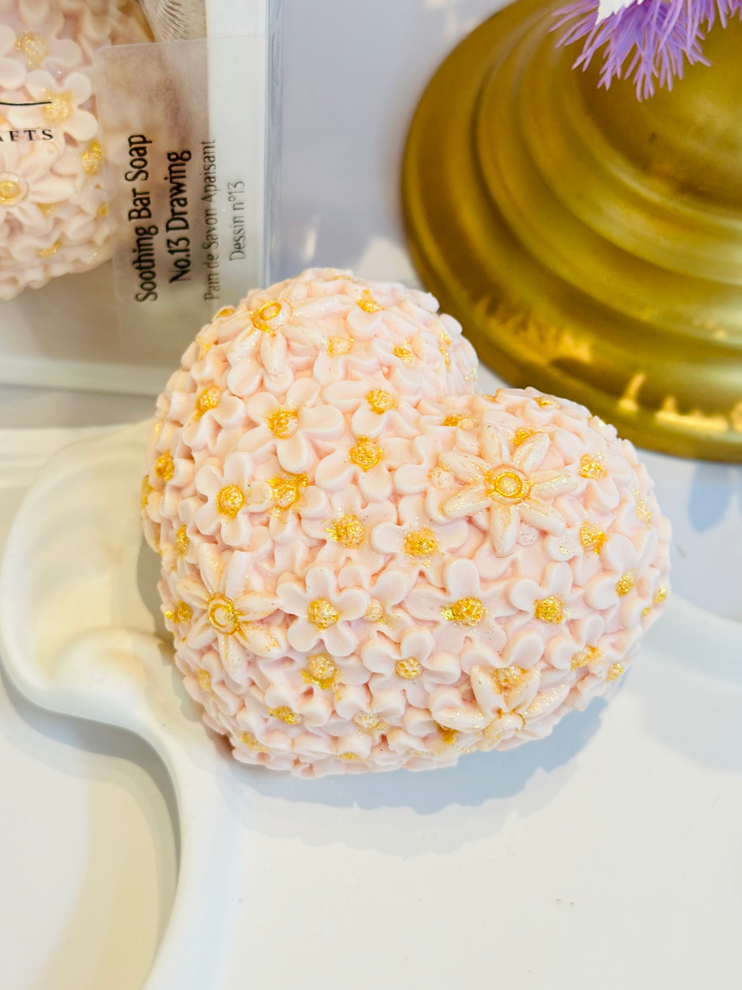Soothing bar Soap No 13. Drawing - Scent : Cherry Blossom (Heart)