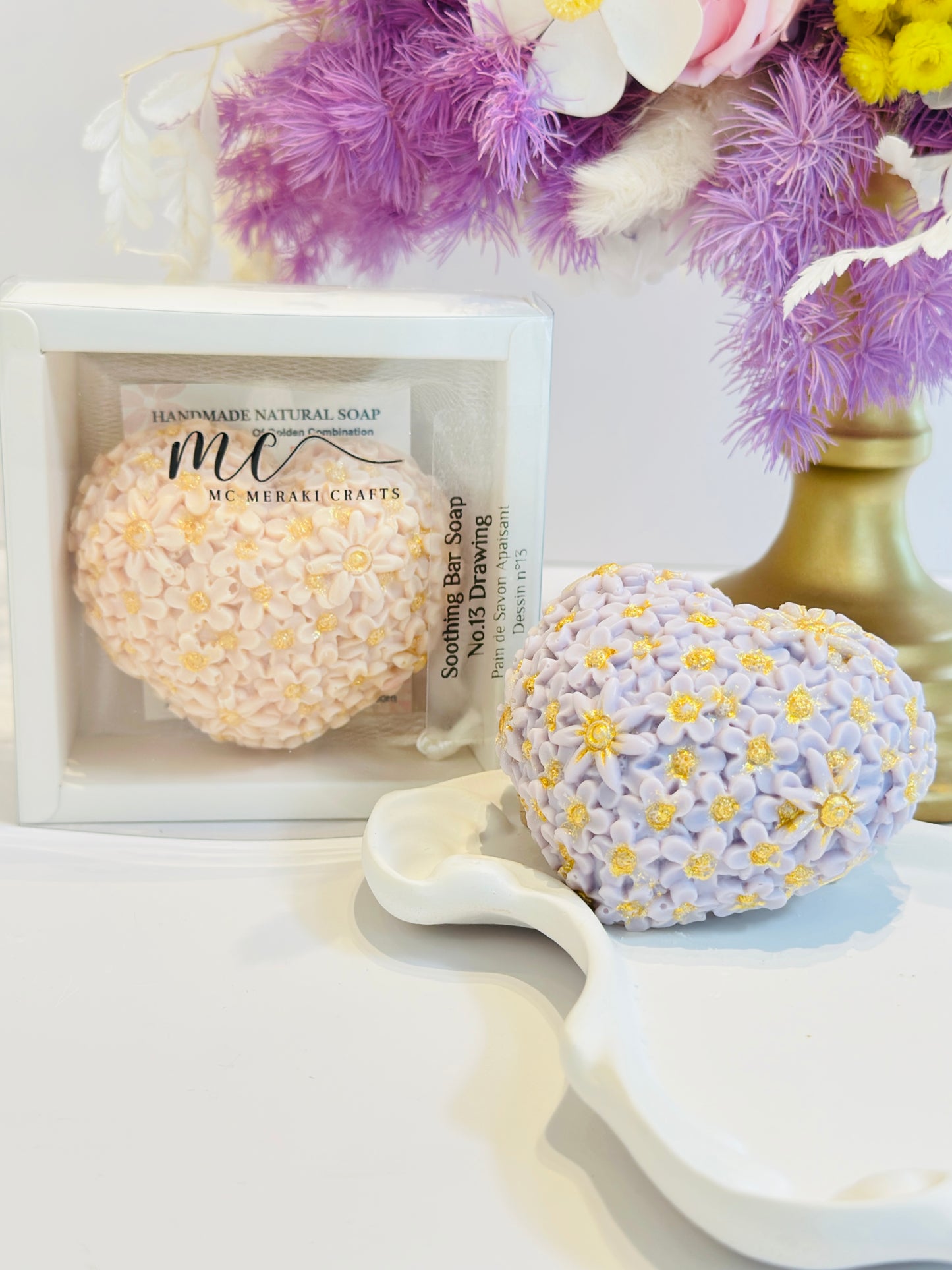 Soothing bar Soap No 13. Drawing - Scent : Cherry Blossom (Heart)