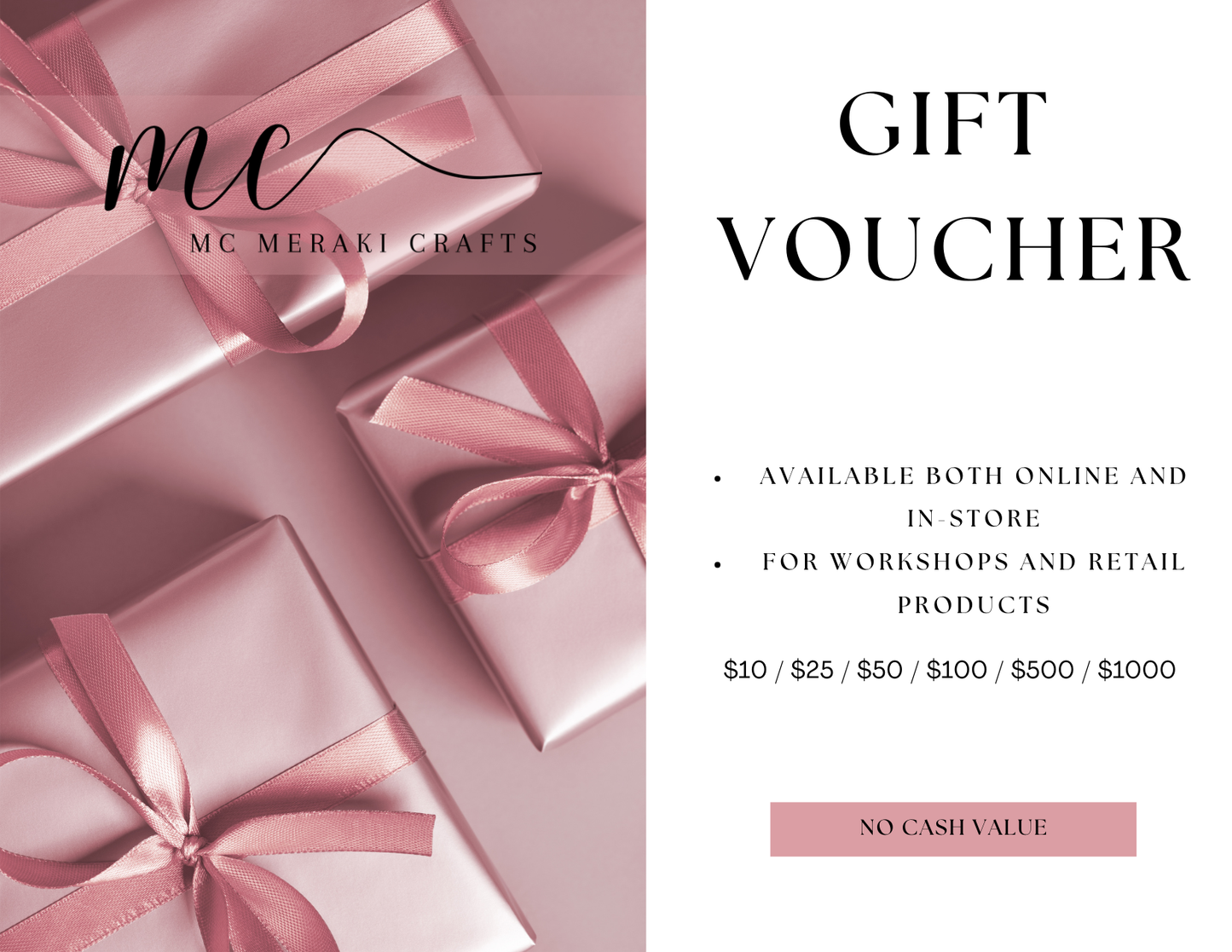 ------   GIFT VOUCHER   ------ Available both online and  in-store.  For workshops and retail products.